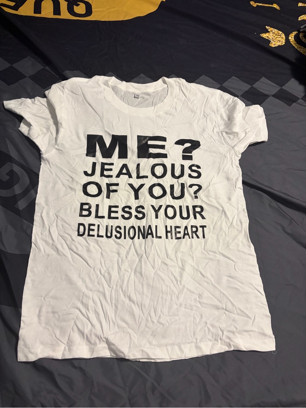 White Graphic T‑Shirt with Bold Text